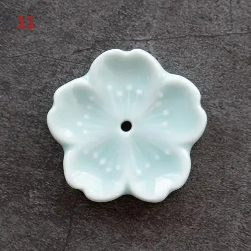 Porte-Encens Fleur de Cerisier en Céramique – Petit Support pour Bâtonnet, 13 Coloris