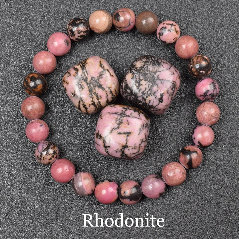 Bracelet Pierre Naturelle au Choix – Obsidienne Dorée, Rhodonite, Unakite et 13 Autres, 6 ou 8 mm
