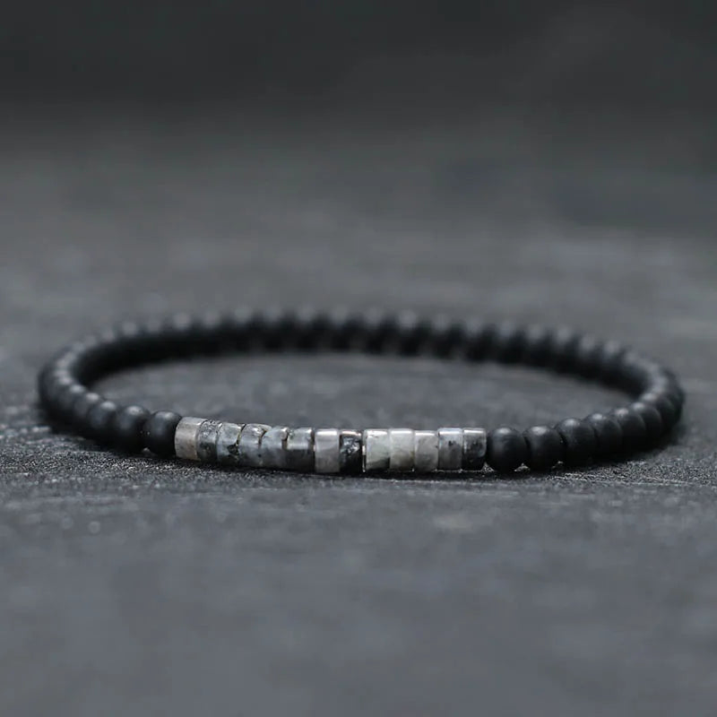 Bracelet Minimaliste Onyx Mat 4 mm – Segment Œil de Tigre, Obsidienne ou Larvikite, Unisexe