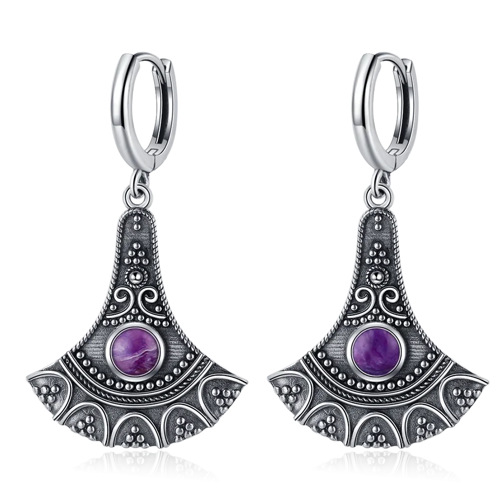 Boucles d'Oreilles Vintage en Argent 925 et Pierre Naturelle – Cyanite, Pierre de Lune, Labradorite… 10 Modèles