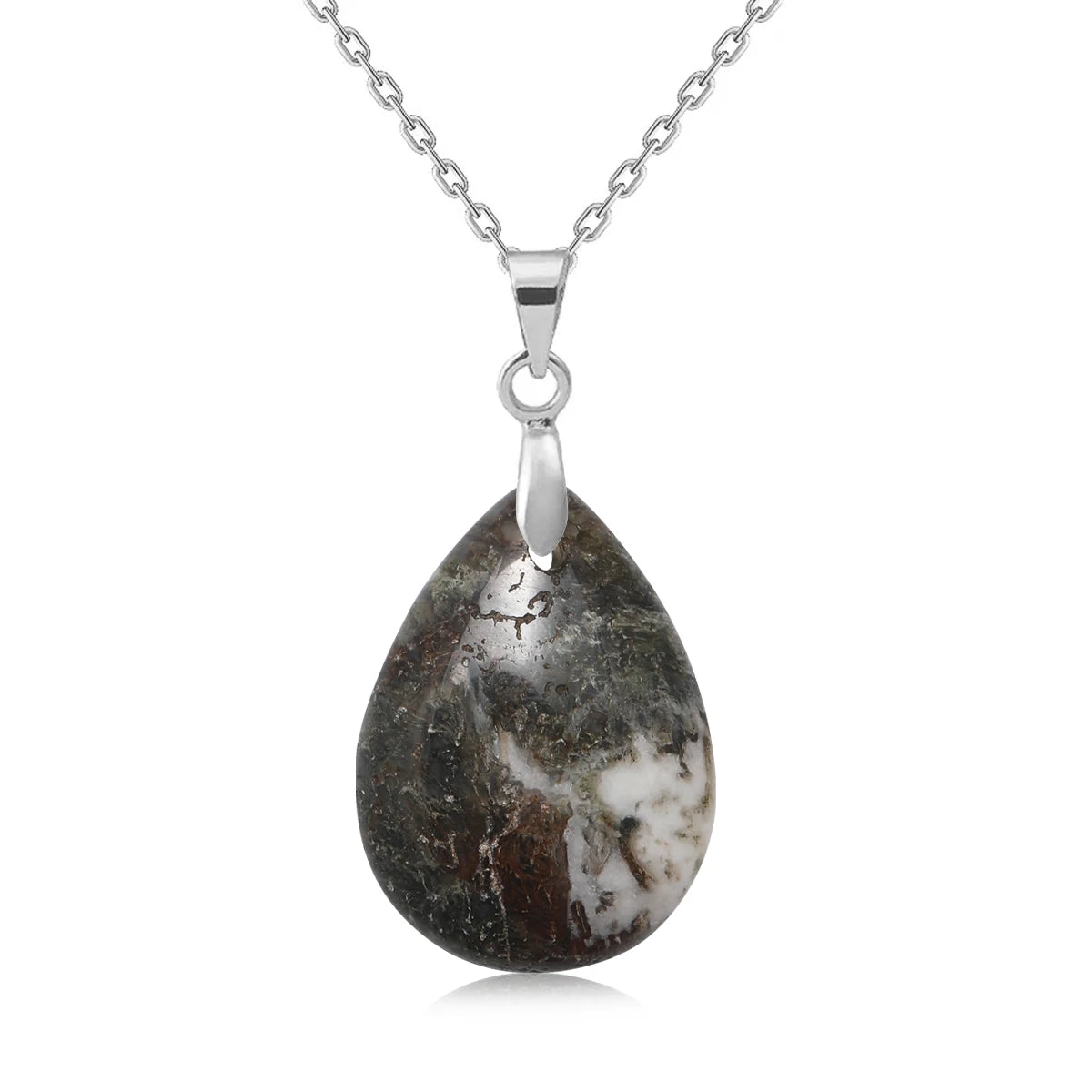 Collier Pendentif Goutte en Pierre Naturelle au Choix – Monture Dorée ou Argentée, avec Chaîne