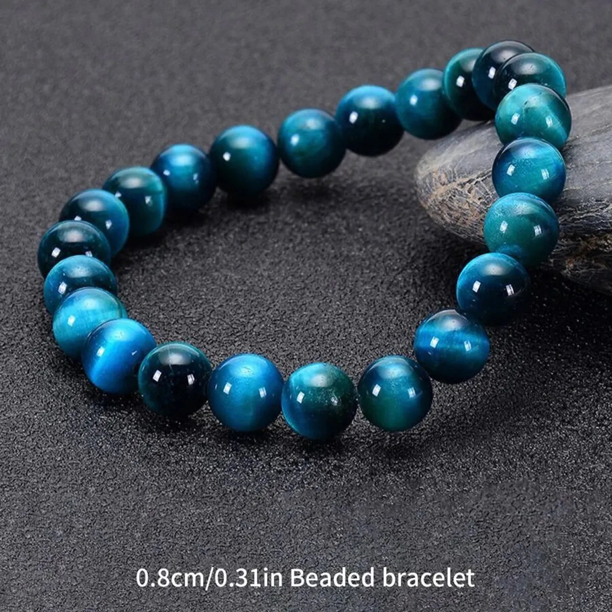 Bracelet Œil de Faucon (Œil de Tigre Bleu) – Perles 6, 8 ou 10 mm, Homme et Femme