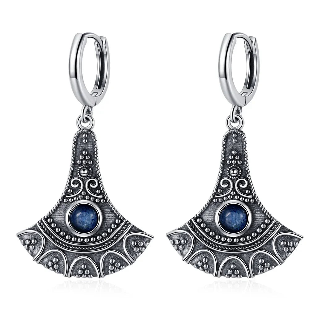 Boucles d'Oreilles Vintage en Argent 925 et Pierre Naturelle – Cyanite, Pierre de Lune, Labradorite… 10 Modèles