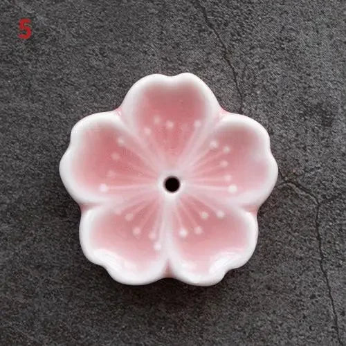 Porte-Encens Fleur de Cerisier en Céramique – Petit Support pour Bâtonnet, 13 Coloris