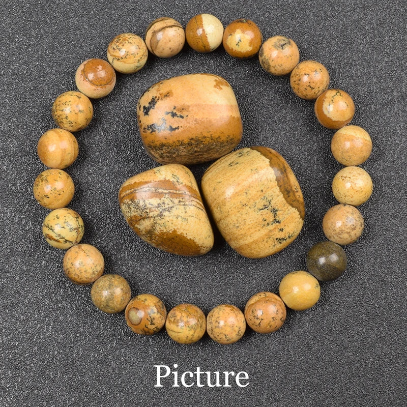 Bracelet Pierre Naturelle au Choix – Obsidienne Dorée, Rhodonite, Unakite et 13 Autres, 6 ou 8 mm