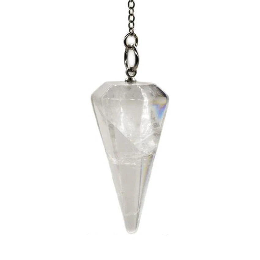 Pendule Pyramide Hexagonale en Pierre Naturelle – 18 Pierres : Améthyste, Labradorite, 7 Chakras…