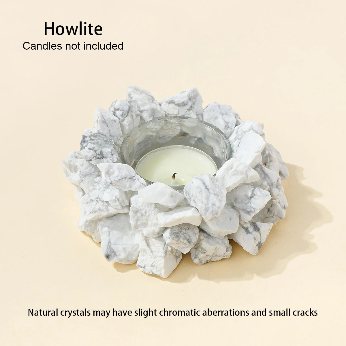 Bougeoir en Pierre Brute Naturelle – Photophore Cristal, Améthyste, Quartz Rose, Pierre de Soleil…