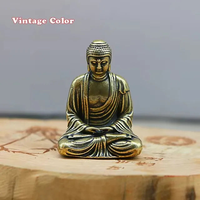 Mini Statue Bouddha en Laiton – Bouddha de Poche en Méditation 3,5 cm, Naturel ou Patiné