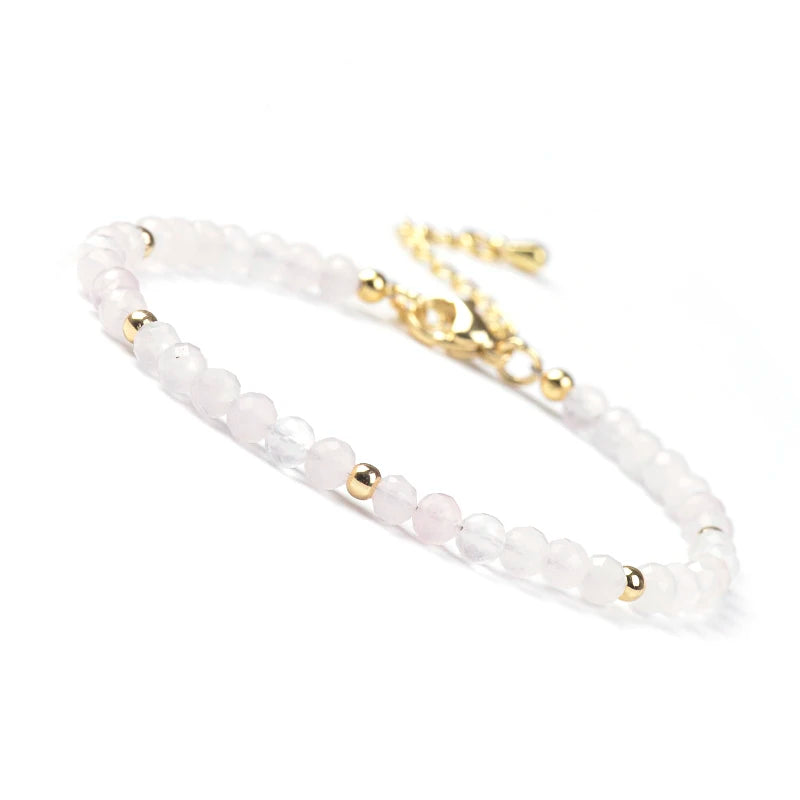 Bracelet Fin Perles Facettées 4 mm – Grenat, Cornaline, Pierre de Soleil… Fermoir Doré