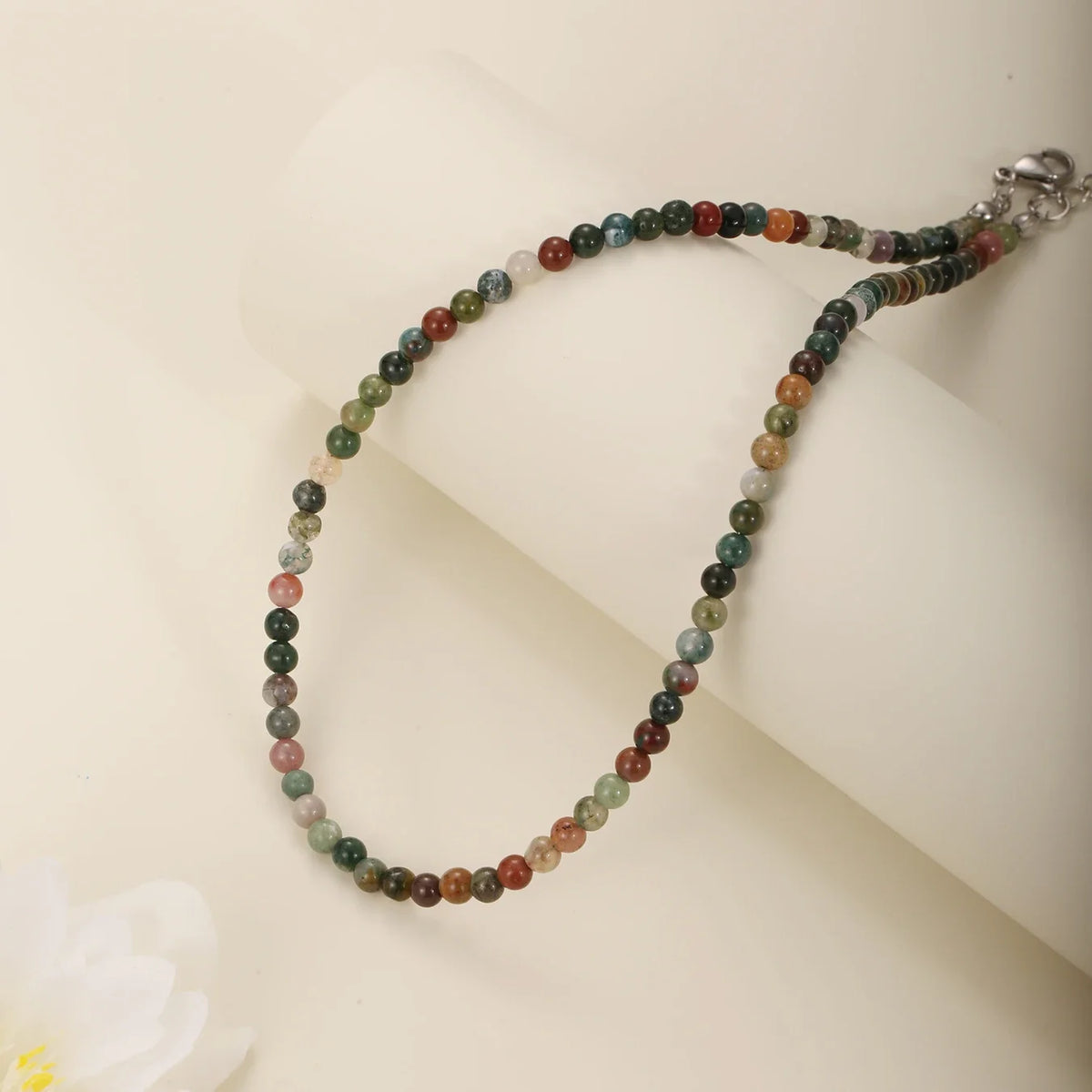 Collier Ras du Cou Perles Fines 4 mm – Amazonite, Lapis-Lazuli, Aigue-Marine ou Agate Indienne