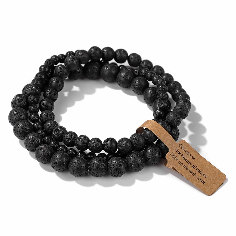 Lot de 3 Bracelets en Pierre Naturelle – Perles 4, 6 et 8 mm, 13 Pierres au Choix, à Accumuler