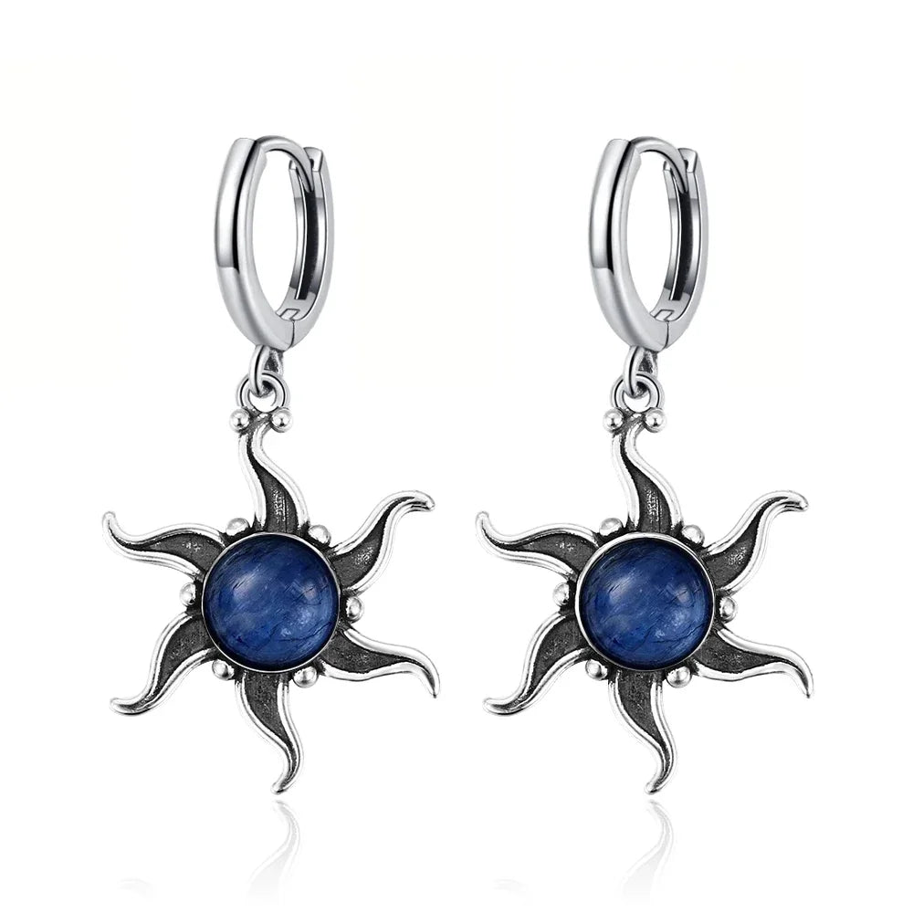 Boucles d'Oreilles Vintage en Argent 925 et Pierre Naturelle – Cyanite, Pierre de Lune, Labradorite… 10 Modèles