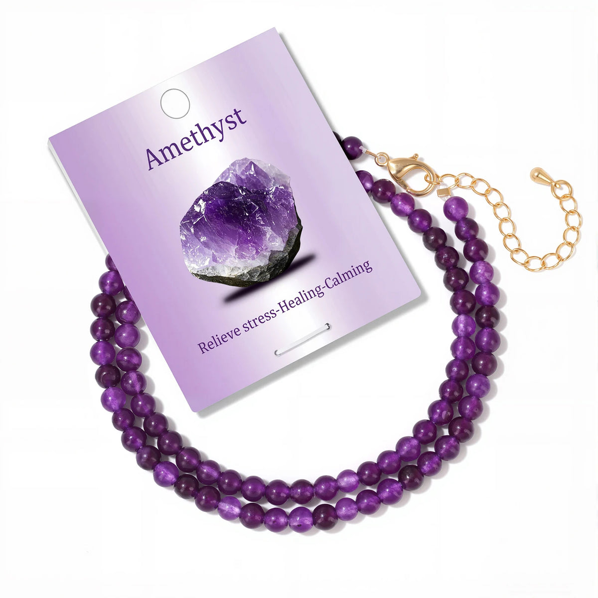 Collier Ras du Cou Perles de Pierre Naturelle 4 mm – 15 Pierres au Choix, 39 à 45 cm