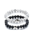 Bracelet Yin Yang Onyx Mat et Howlite – À l'Unité ou en Duo pour Couple, 17 à 21 cm