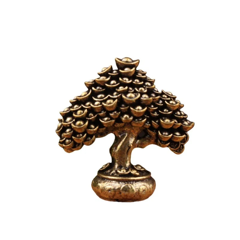 Arbre de Richesse Miniature en Laiton – Figurine Feng Shui Porte-Bonheur 3,5 cm