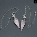 Pendule Cône Hexagonal en Pierre Naturelle Facettée – Quartz Rose, Améthyste, Œil de Tigre… 8 Pierres
