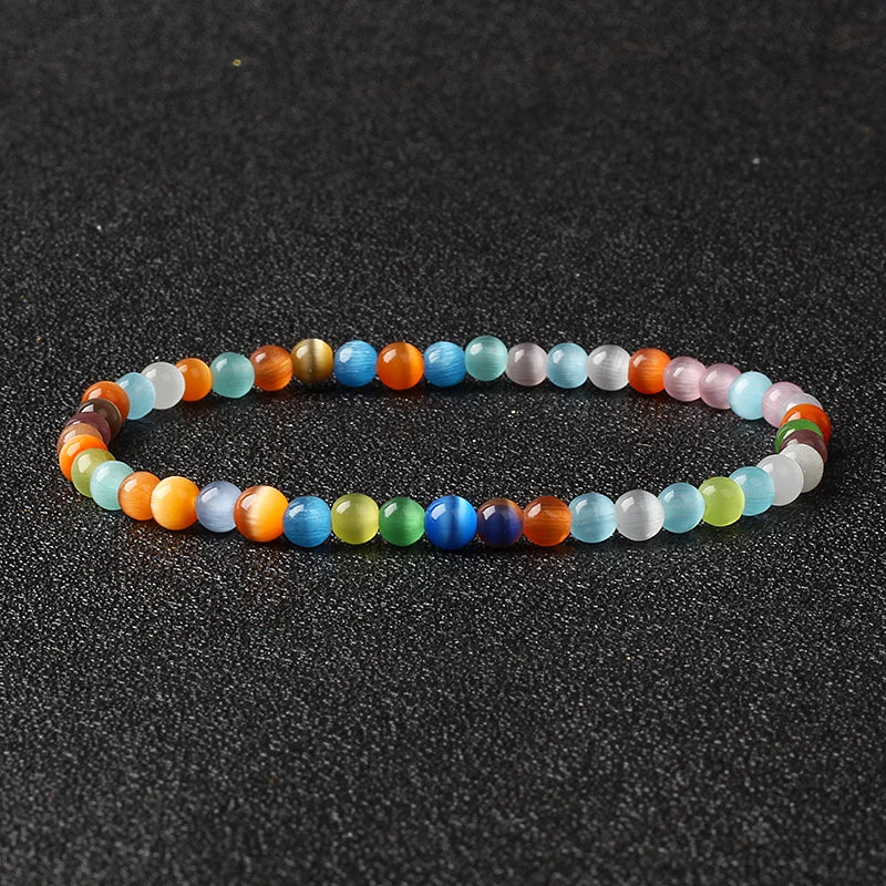 Bracelet Fin en Pierres Naturelles 4 ou 6 mm – 19 Pierres au Choix, Améthyste, Quartz Rose, Onyx…