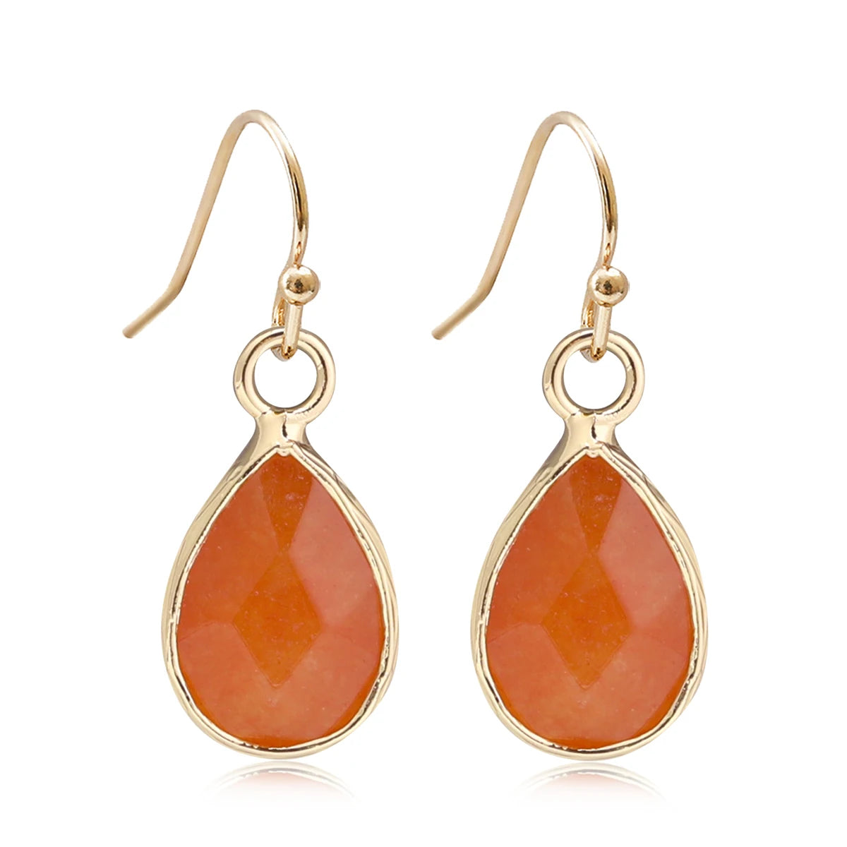Boucles d'Oreilles Gouttes en Pierre Naturelle – Labradorite, Améthyste, Amazonite…, Doré ou Argenté