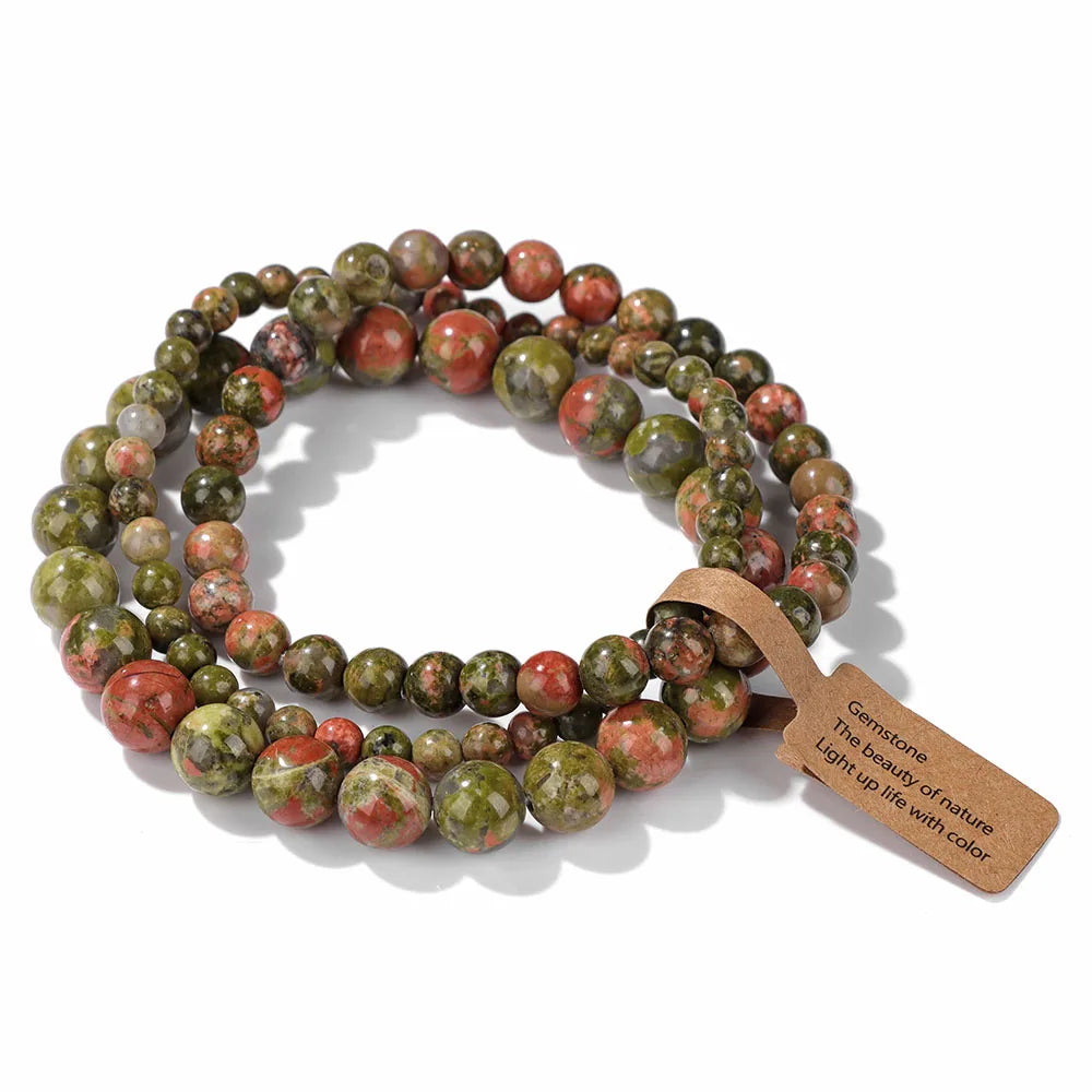 Lot de 3 Bracelets en Pierre Naturelle – Perles 4, 6 et 8 mm, 13 Pierres au Choix, à Accumuler