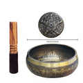 Bol Chantant Tibétain Gravé de Mantras – Fabriqué à la Main au Népal, de 8 à 20 cm, avec Maillet