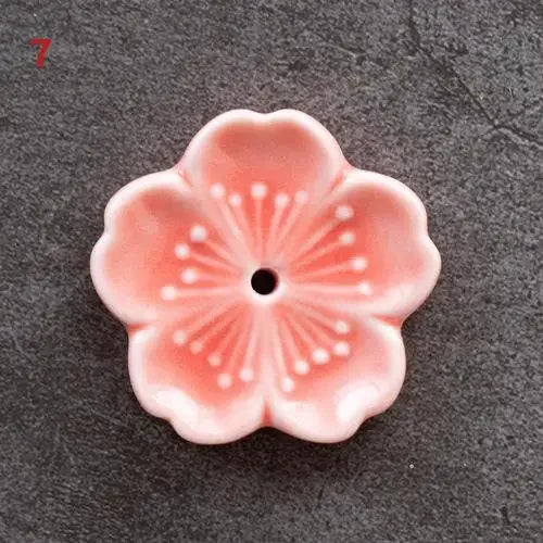 Porte-Encens Fleur de Cerisier en Céramique – Petit Support pour Bâtonnet, 13 Coloris