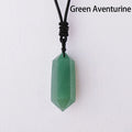 Collier Pendentif Double Pointe en Cristal Naturel – Quartz, Améthyste, Labradorite…, Cordon Réglable