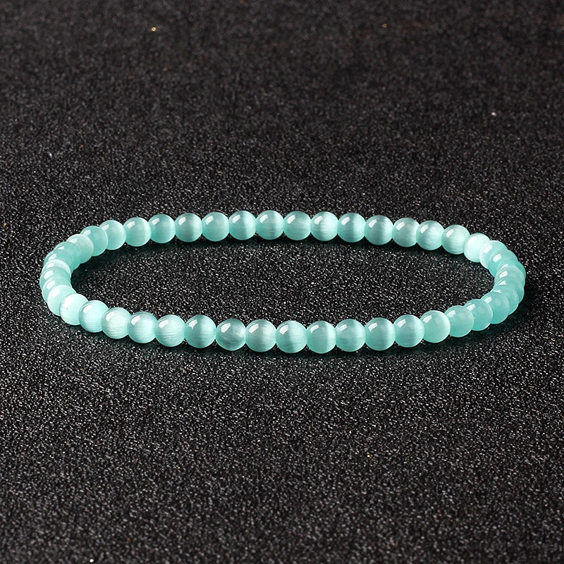 Bracelet Fin en Pierres Naturelles 4 ou 6 mm – 19 Pierres au Choix, Améthyste, Quartz Rose, Onyx…