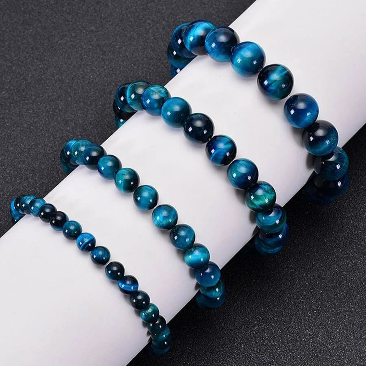 Bracelet Œil de Faucon (Œil de Tigre Bleu) – Perles 6, 8 ou 10 mm, Homme et Femme