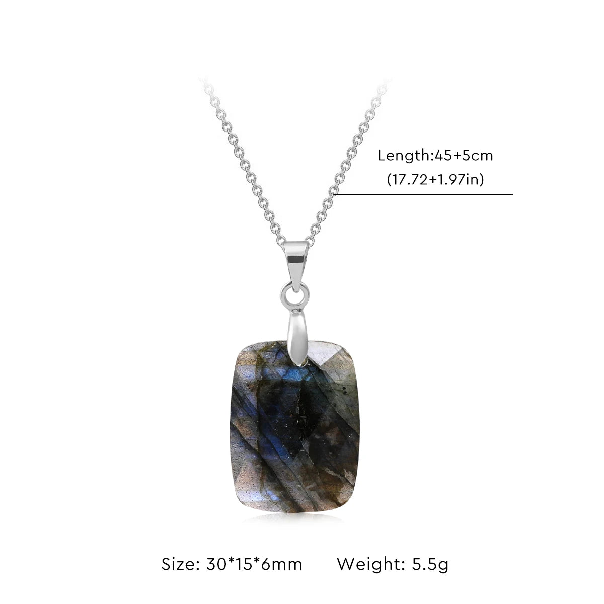 Collier Labradorite Naturelle Forme Libre – Pendentif Doré ou Argenté, 10 Modèles