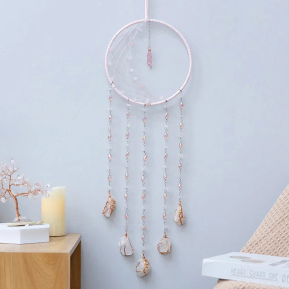 Attrape-Rêves en Pierres Naturelles et Tranches d'Agate – Lune ou Arbre de Vie, 29 Modèles, Décoration Murale