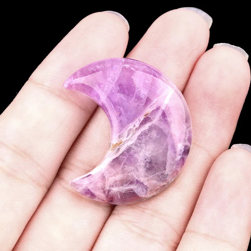 Croissant de Lune en Pierre Naturelle Sculptée 30 mm – Pierre de Poche, 22 Pierres au Choix