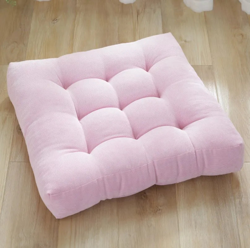 Coussin de Sol Carré Capitonné en Velours Côtelé – 45 ou 53 cm, Assise de Méditation, 9 Coloris
