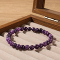 Bracelet Améthyste Naturelle – Perles Rondes 6, 8 ou 10 mm, Élastique, Femme et Homme