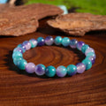Bracelet Fluorite Arc-en-Ciel – Perles Violettes et Vertes, Élastique, Homme et Femme