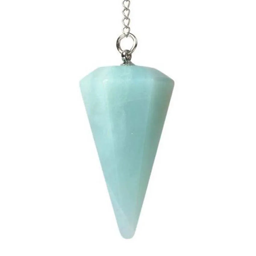 Pendule Pyramide Hexagonale en Pierre Naturelle – 18 Pierres : Améthyste, Labradorite, 7 Chakras…
