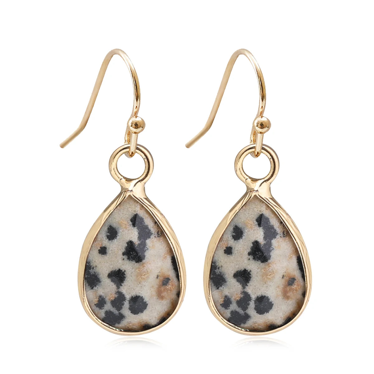 Boucles d'Oreilles Gouttes Facettées en Pierre Naturelle – Acier Doré ou Argenté, 11 Pierres