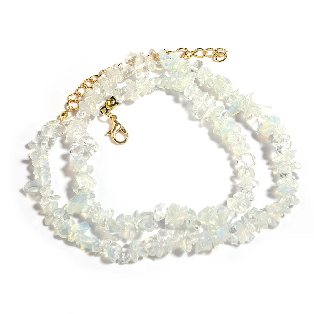 Collier Ras du Cou en Éclats de Pierres Naturelles – 16 Pierres au Choix, 43 cm