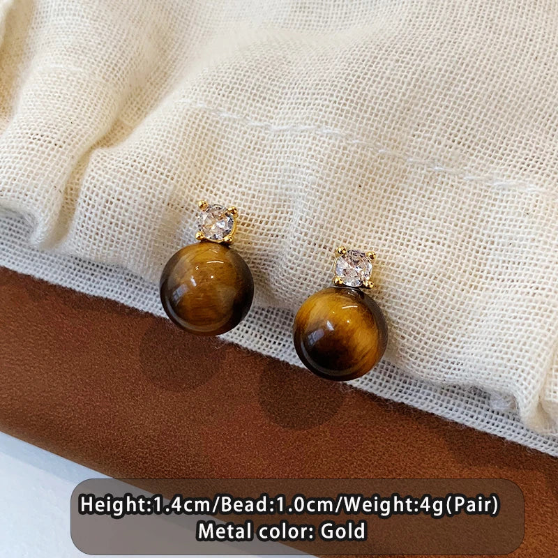 Boucles d'Oreilles Œil de Tigre Dorées – 12 Modèles : Puces, Pendantes, Créoles, Cœurs