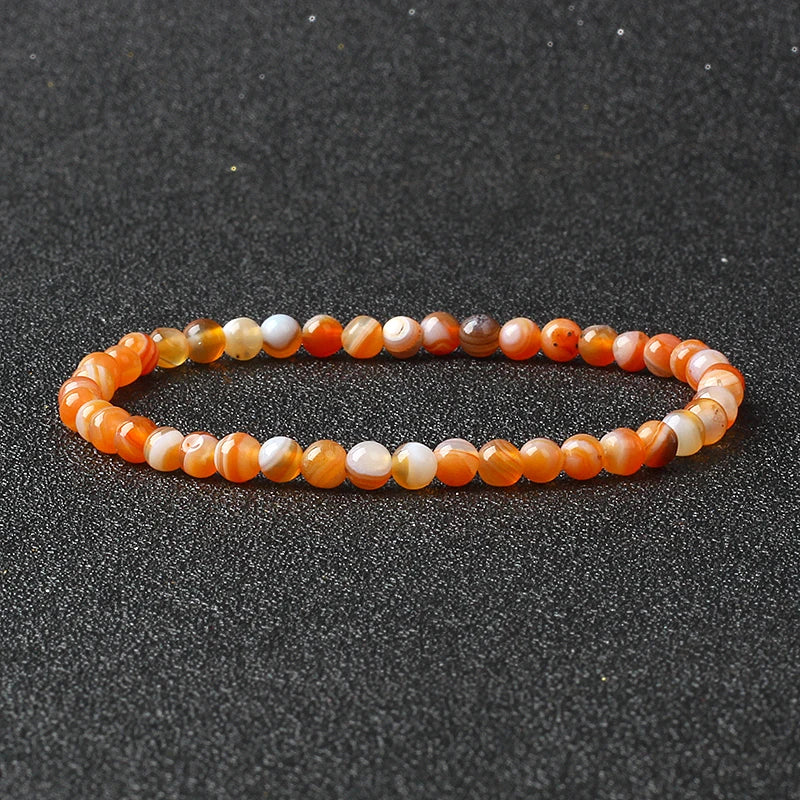 Bracelet Fin en Pierres Naturelles 4 ou 6 mm – 19 Pierres au Choix, Améthyste, Quartz Rose, Onyx…