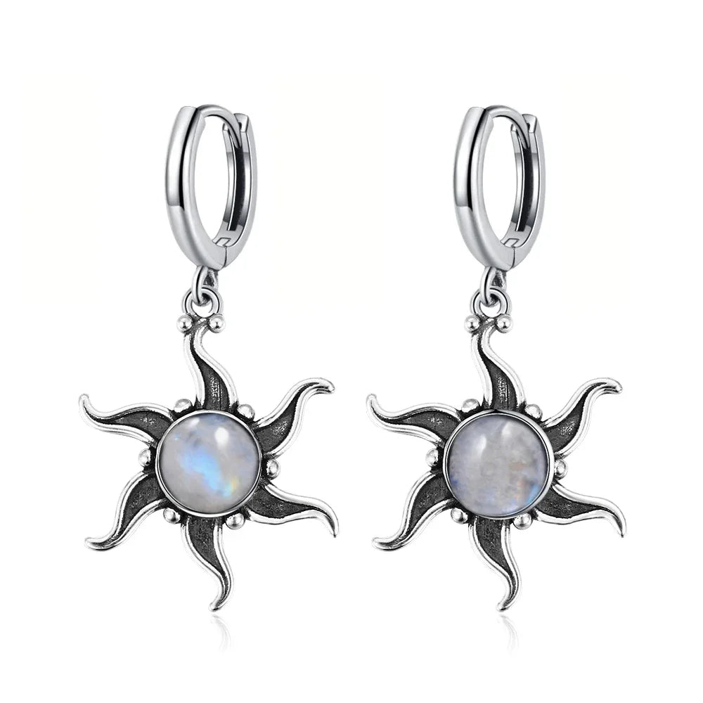 Boucles d'Oreilles Vintage en Argent 925 et Pierre Naturelle – Cyanite, Pierre de Lune, Labradorite… 10 Modèles
