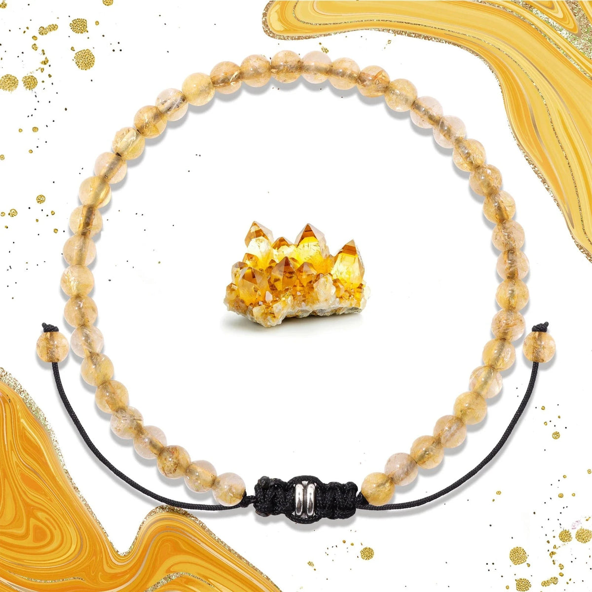 Bracelet Cordon Tressé Réglable – Perles de Pierre Naturelle au Choix 4, 6 ou 8 mm, avec Carte