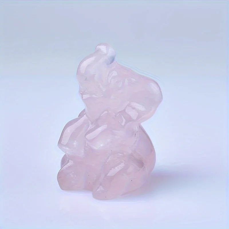 Éléphant Sculpté en Pierre Naturelle 3,5 cm – Figurine Porte-Bonheur en Labradorite, Quartz Rose…