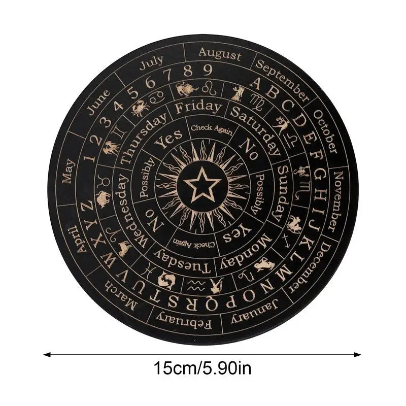 Planche à Pendule en Bois Gravé 15 cm – Soleil, Papillon de Nuit, Lune et Étoiles, 4 Modèles