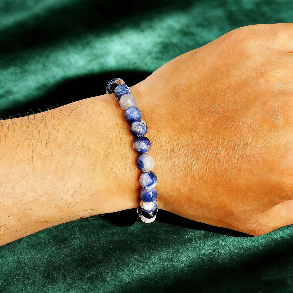Bracelet Sodalite Naturelle – Perles Bleues 6, 8 ou 10 mm, 17 ou 19 cm, Homme et Femme