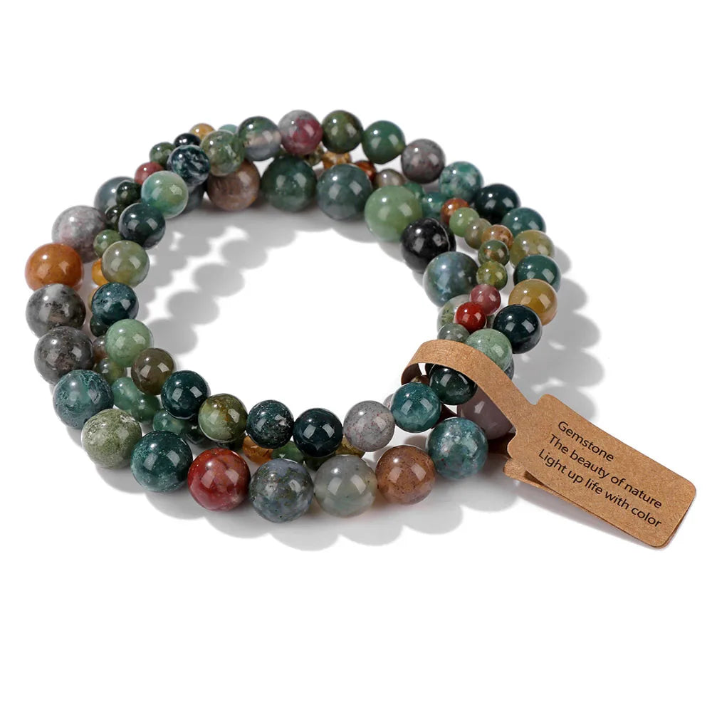 Lot de 3 Bracelets en Pierre Naturelle – Perles 4, 6 et 8 mm, 13 Pierres au Choix, à Accumuler