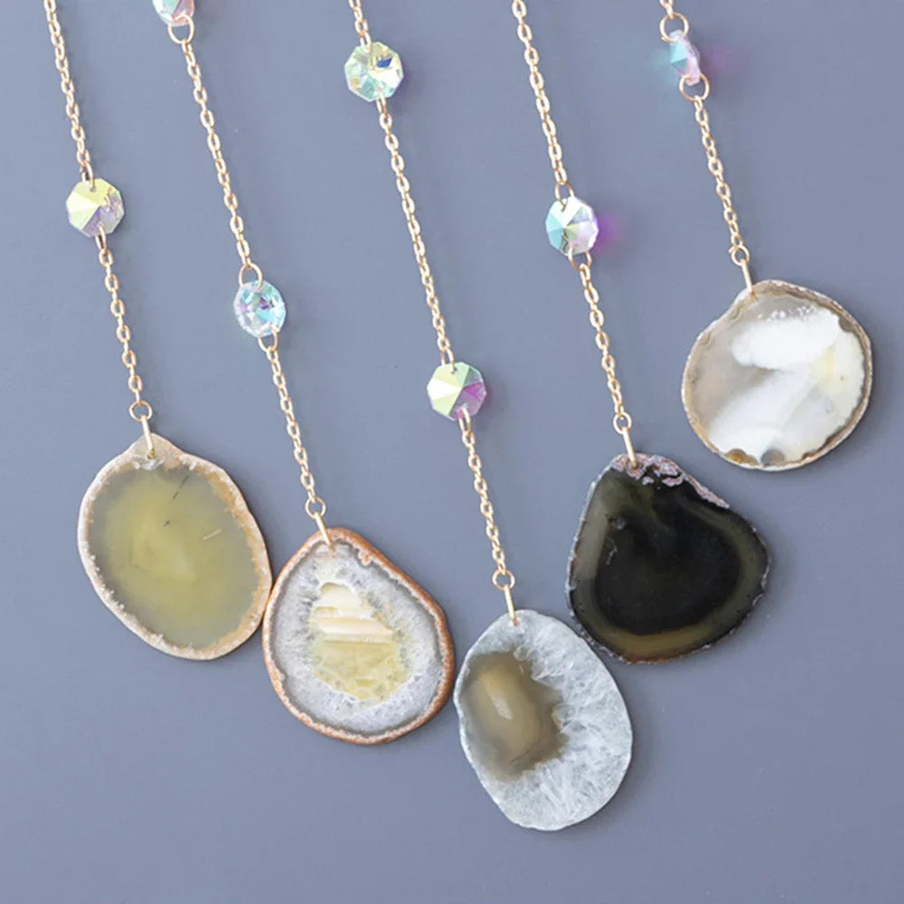 Attrape-Rêves en Pierres Naturelles et Tranches d'Agate – Lune ou Arbre de Vie, 29 Modèles, Décoration Murale