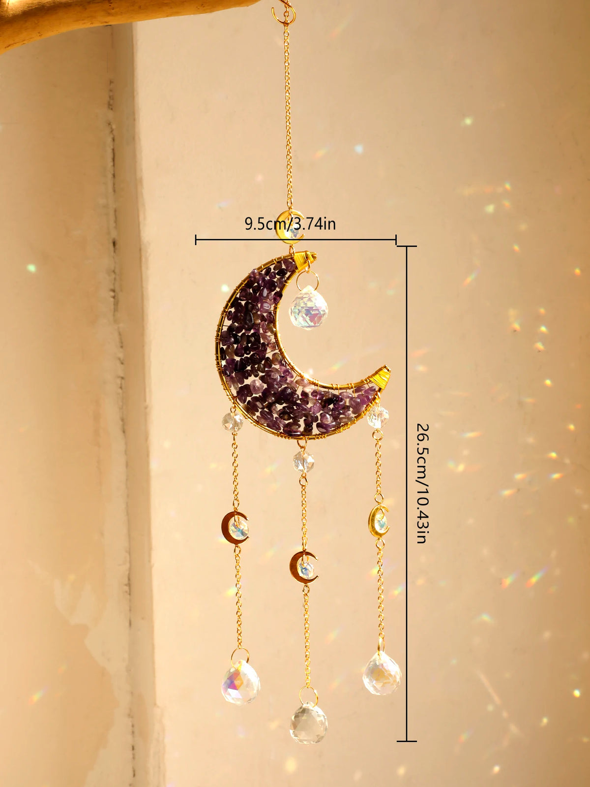 Attrape-Soleil Lune en Cristal – Suspension Arc-en-Ciel avec Éclats de Pierres et Prismes, 17 Modèles
