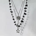 Lot de 3 Colliers Soleil, Lune et Étoile en Agate Noire Femme – Éclats de Pierre Naturelle, Colliers à Superposer, Bijou Céleste Argenté, Idée Cadeau