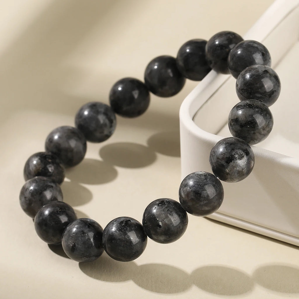 Bracelet Labradorite Noire (Spectrolite) – Perles à Reflets 6, 8 ou 10 mm, Homme