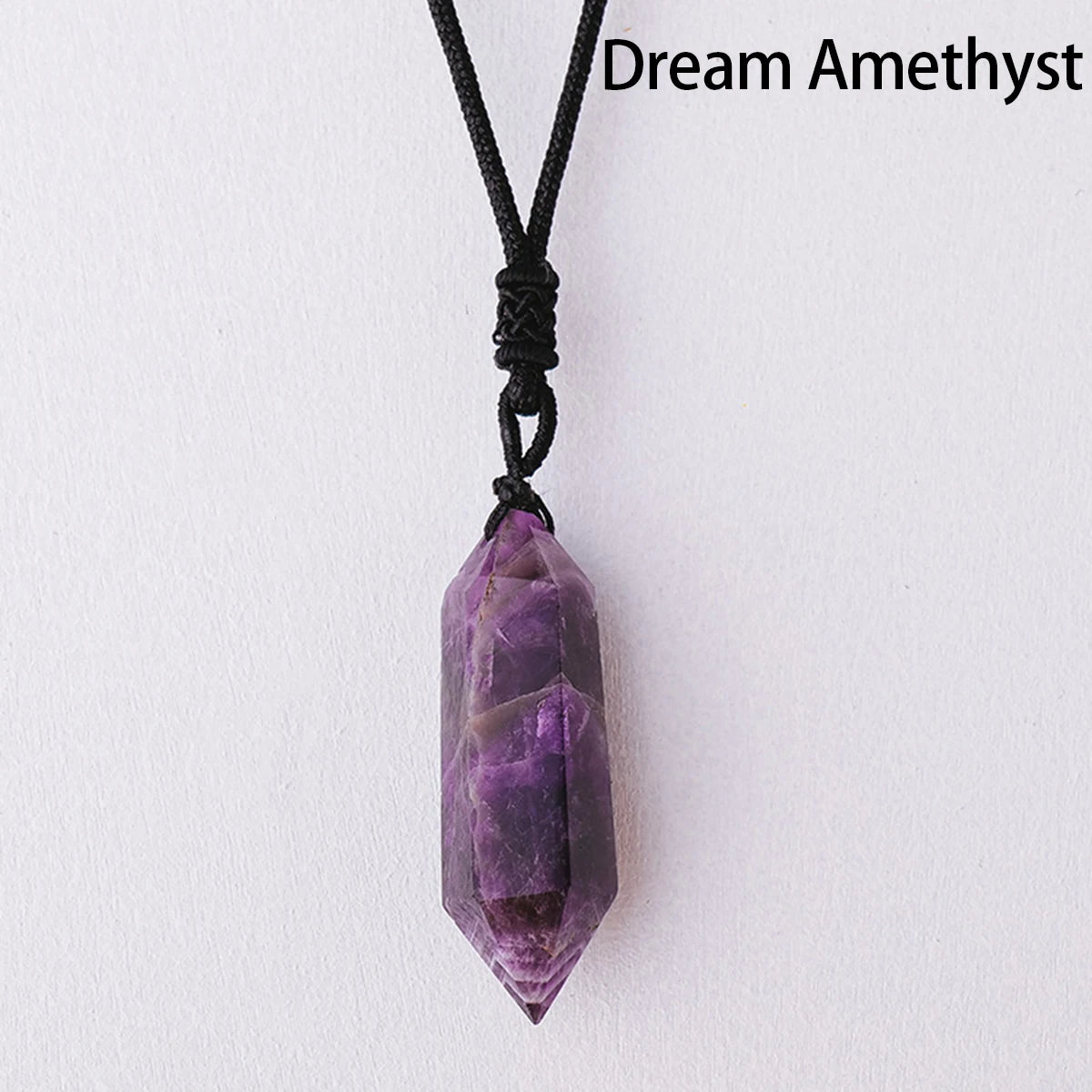 Collier Pendentif Double Pointe en Cristal Naturel – Quartz, Améthyste, Labradorite…, Cordon Réglable